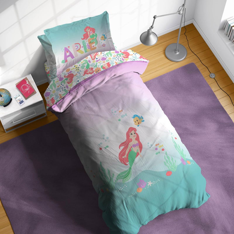 Sunny Side Up Disney The Little Mermaid Twin Comforter Set  5 Piece Kids Bedding Includes Comforter Sheets  Pillow Cover  Super Soft Ariel Microfiber Bed Set