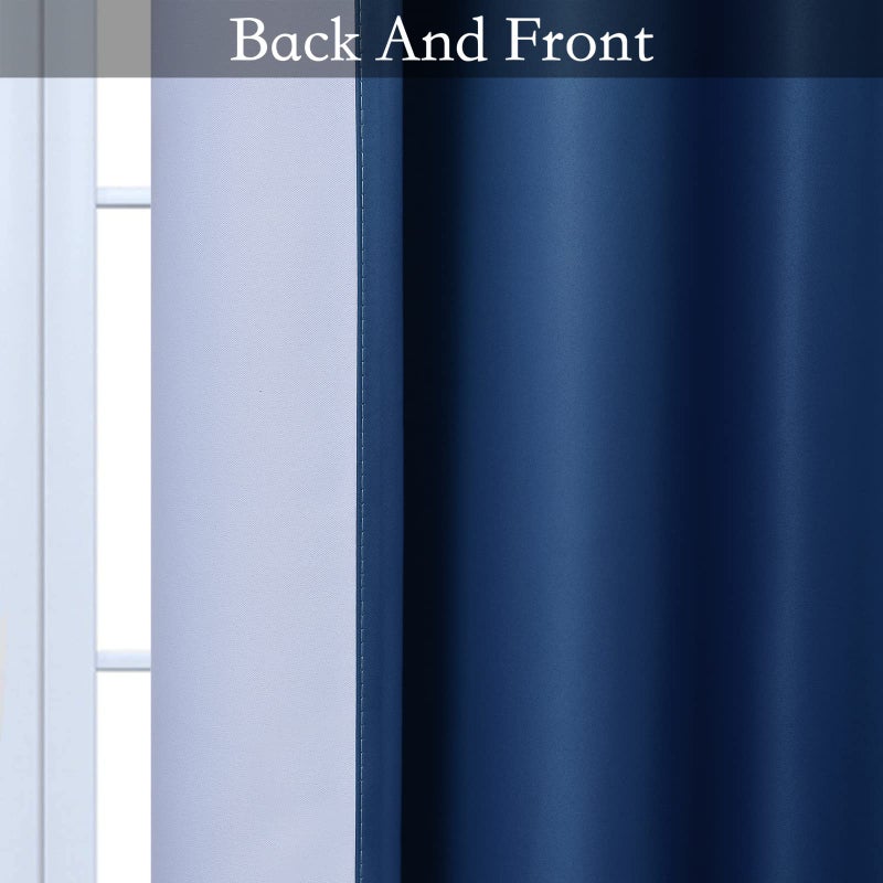 SimpleHome Ombre Room Darkening Curtains for Bedroom, Light Blocking Gradient Blue to Grey White Thermal Insulated Grommet Window Curtains/Drapes for Living Room,2 Panels, 52x84 inches Length - Image 4