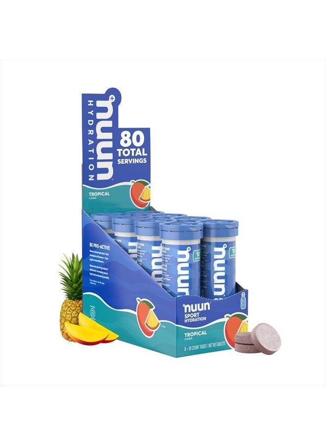 Nuun Sport Electrolyte Tablets for Proactive Hydration, Tropical, 8 Pack (80 Servings) - Image 1