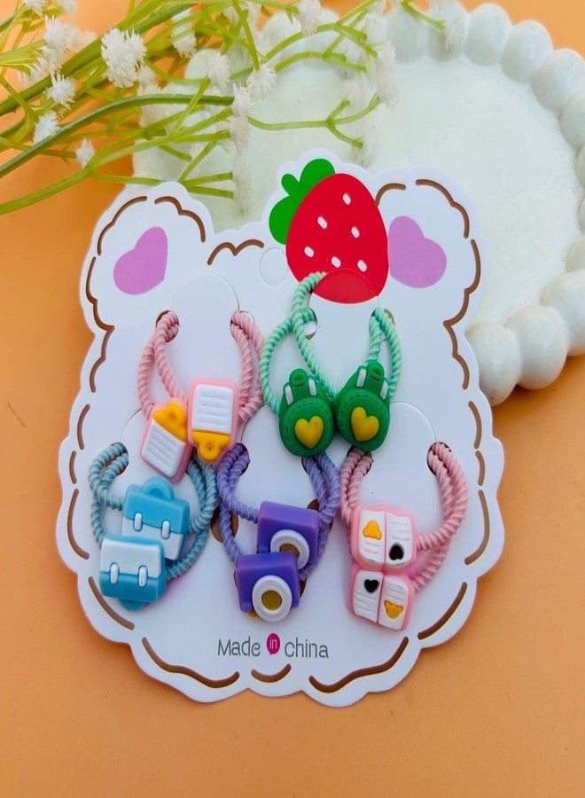 Radhya Accessories 5 Pairs Cute Cartoon Hairties for Girls Kids Elastic Hairbands for Babies Rubberbands Hair Accessories for Girls Kids (10 Bands) (Design 4) - Image 3