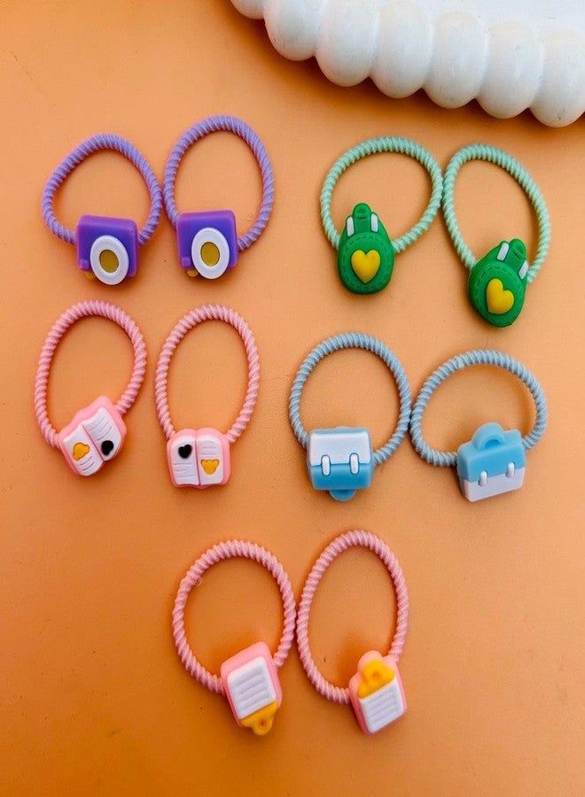 Radhya Accessories 5 Pairs Cute Cartoon Hairties for Girls Kids Elastic Hairbands for Babies Rubberbands Hair Accessories for Girls Kids (10 Bands) (Design 4) - Image 2