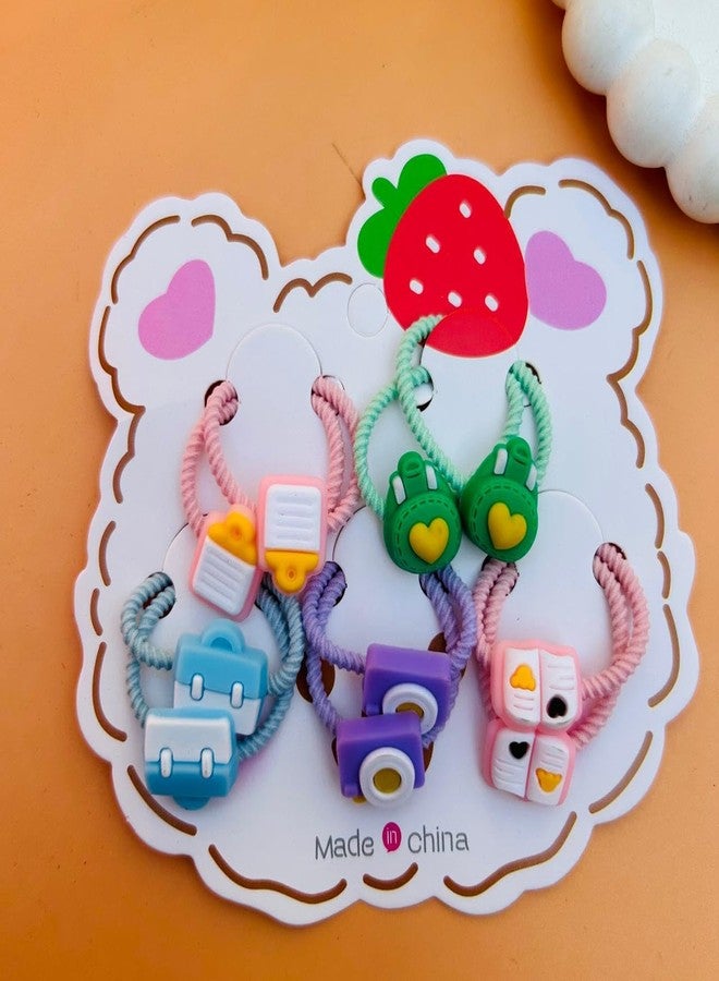 Radhya Accessories 5 Pairs Cute Cartoon Hairties for Girls Kids Elastic Hairbands for Babies Rubberbands Hair Accessories for Girls Kids (10 Bands) (Design 4) - Image 1