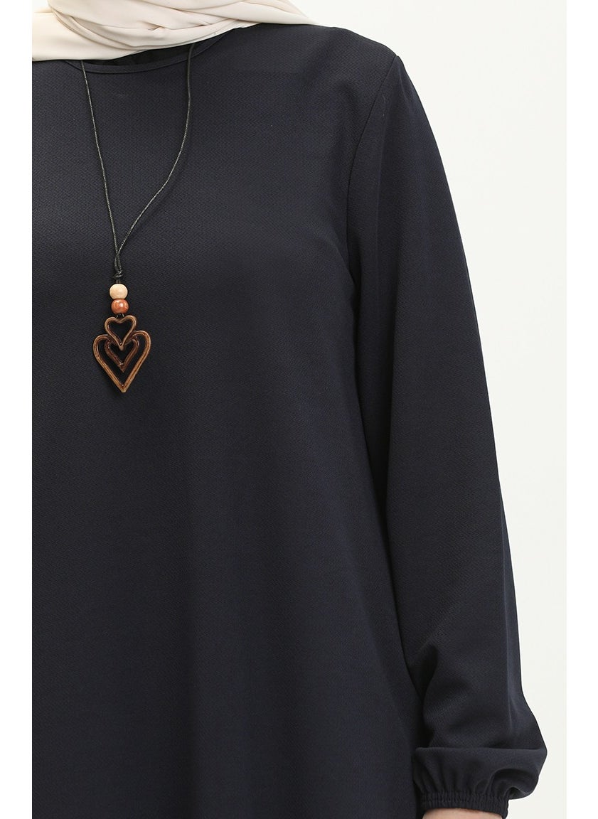 Sefa Merve Necklace Long Tunic 2727-03 Navy Blue  - Image 4