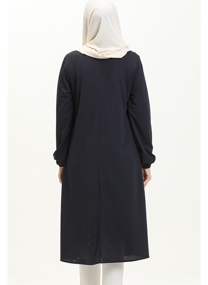 Sefa Merve Necklace Long Tunic 2727-03 Navy Blue  - Image 5