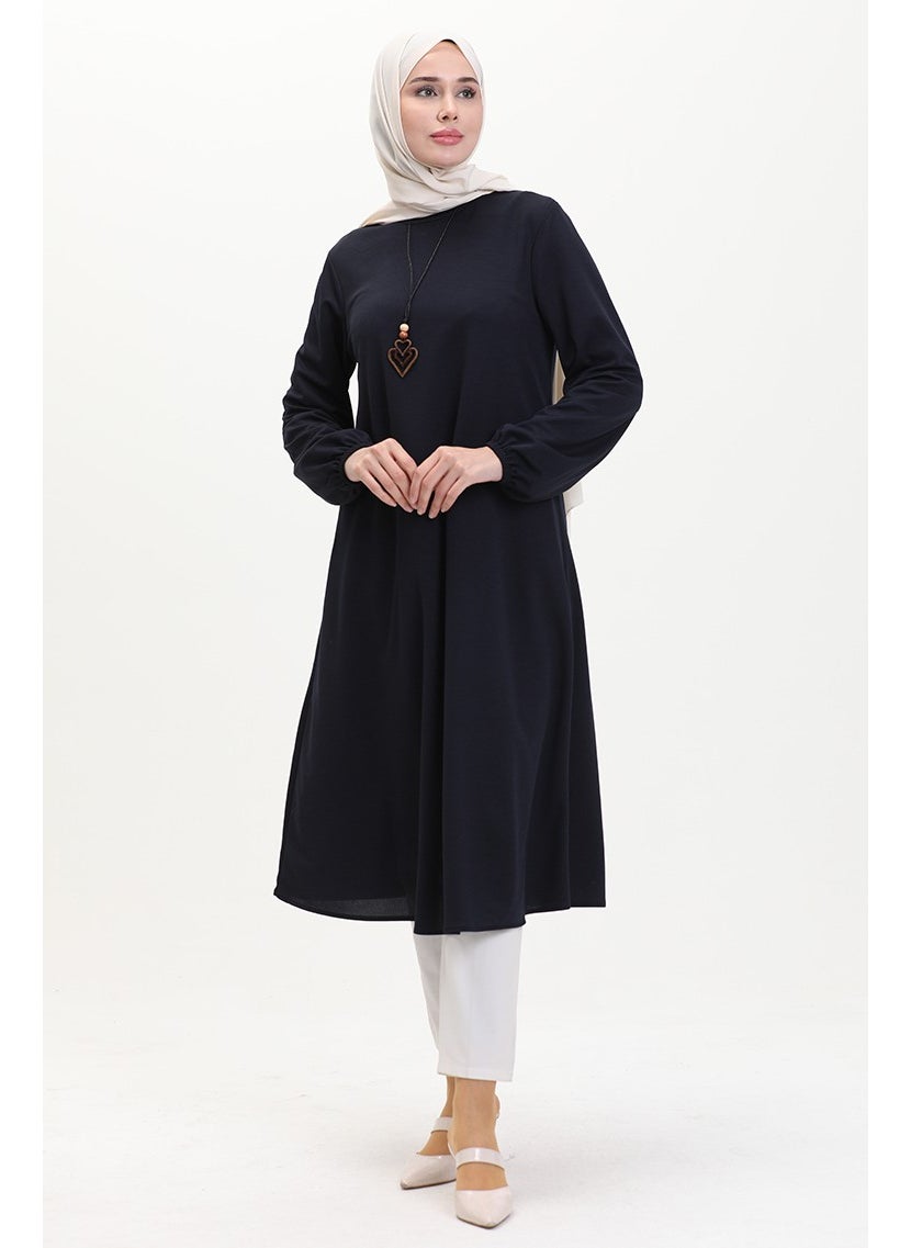 Sefa Merve Necklace Long Tunic 2727-03 Navy Blue  - Image 2