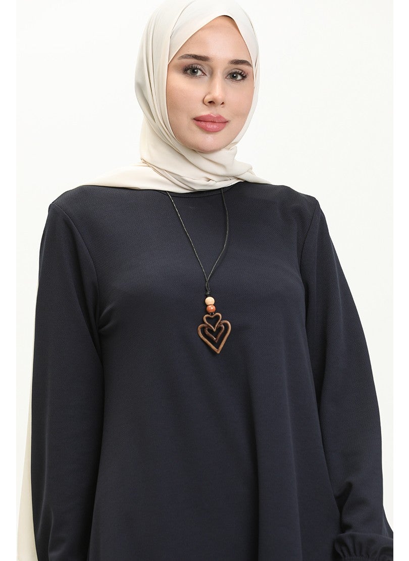 Sefa Merve Necklace Long Tunic 2727-03 Navy Blue  - Image 3