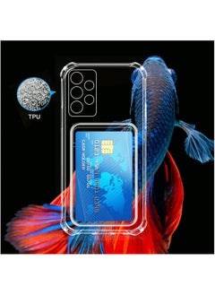 Generic Transparent Silicone Case for Samsung Galaxy A24 with Card Holder Four Corners Anti Drop Tpu Wallet for Card Holders Airbag, Anti Scratch Case  - Image 2