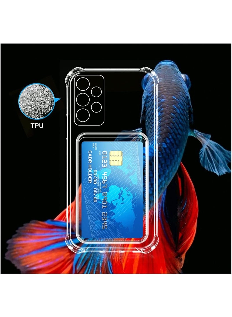 Generic Transparent Silicone Case for Samsung Galaxy A24 with Card Holder Four Corners Anti Drop Tpu Wallet for Card Holders Airbag, Anti Scratch Case  - Image 2