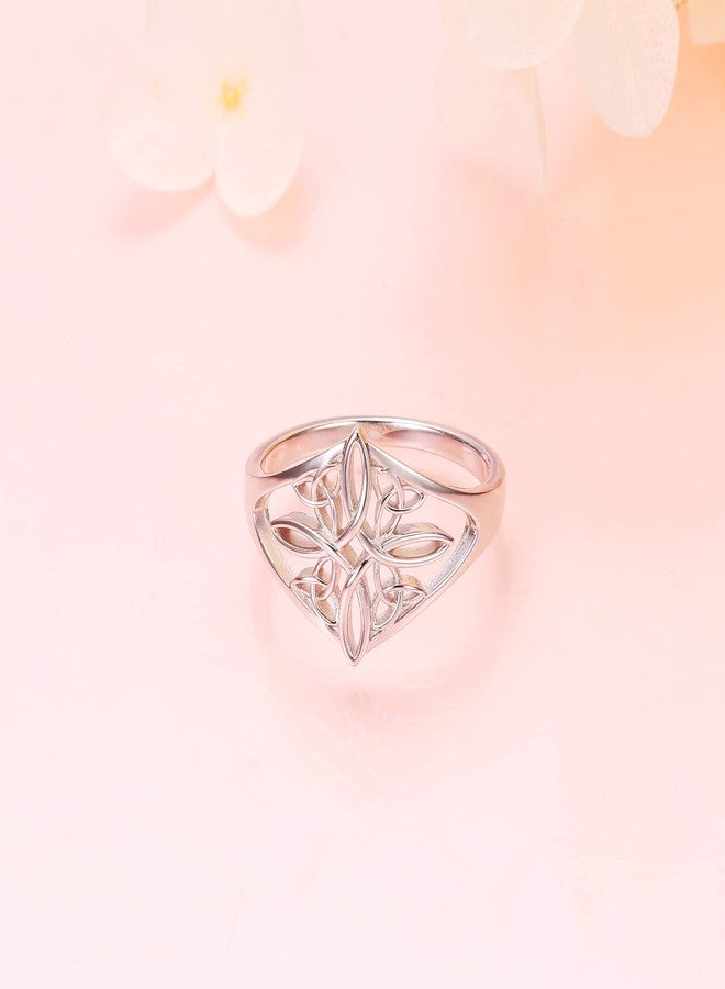 Yearace Witches Knot Ring 925 Sterling Silver Ring Celtic Knot Heart Cross High Polish Tarnish Resistant Eternity Wedding Band Stackable Ring Irish Jewelry for Women 8 - Image 4