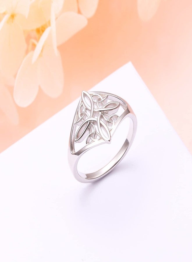 Yearace Witches Knot Ring 925 Sterling Silver Ring Celtic Knot Heart Cross High Polish Tarnish Resistant Eternity Wedding Band Stackable Ring Irish Jewelry for Women 8 - Image 3