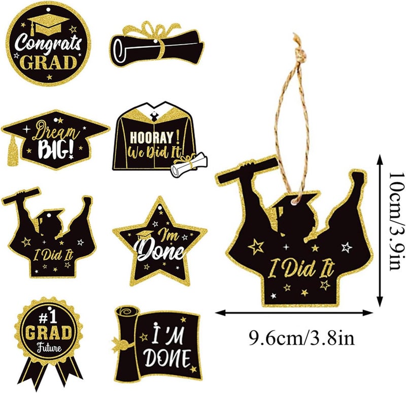 Kiddale 24Pcs Gold Graduation Ornaments for Small Tree Decorations,Graduation Party Hanging Pendant 2023 Grad Paper Ornaments for Tree Shelf Home Classroom Decor Party Favors Supplies - Image 4