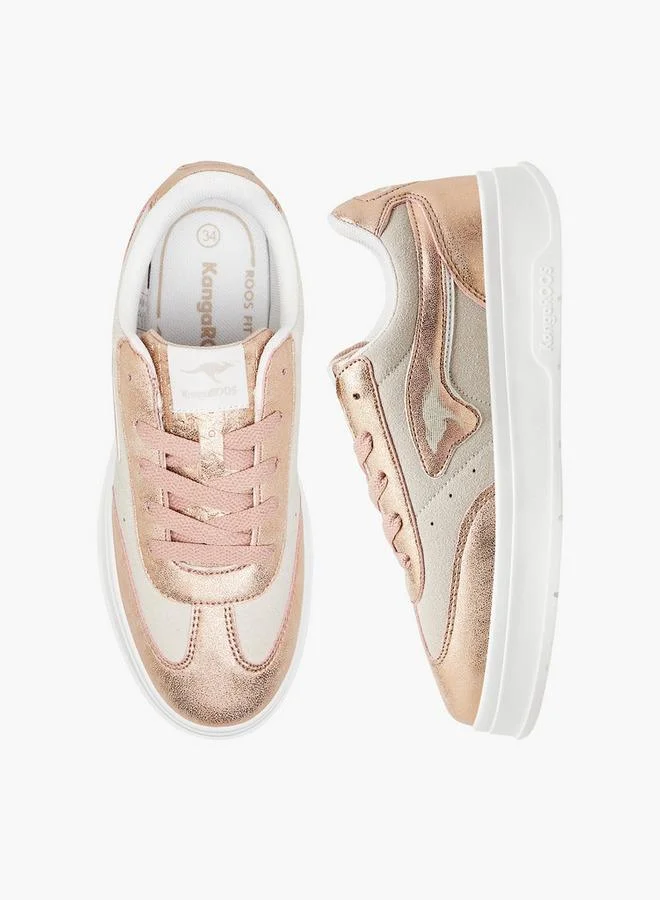 كانغاروس Girls' Panelled Sneakers With Lace-Up Closure