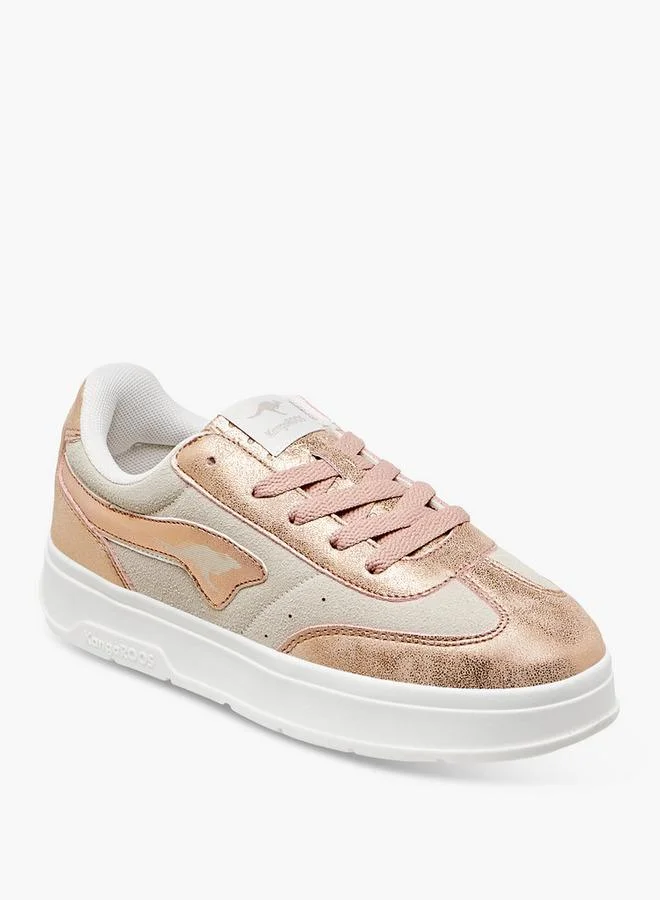 كانغاروس Girls' Panelled Sneakers With Lace-Up Closure