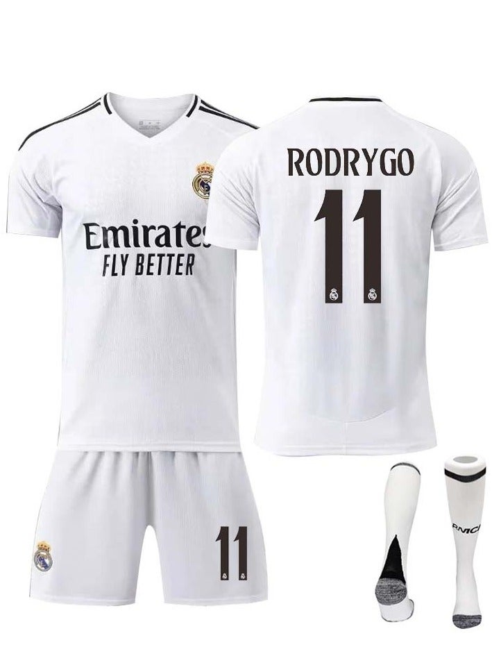 2024/25 Real Madrid Home Football Kit RODRYGO #11 Fans Football Jersey/Shorts Socks Gift Set Youth Sizes and Adult Size - Image 1