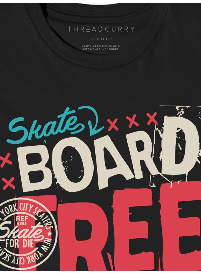 THREADCURRY THREADCURRY Skaters For Life Skateboard Comic Skater Graphic Printed Tshirt for Boys - Image 3
