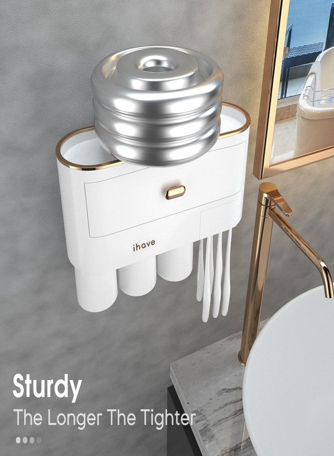 iHave Toothbrush Holders for Bathrooms, 3 Cups Toothbrush Holder Wall Mounted with Large Capacity Drawer and Tray - Bathroom Organizer & Bathroom Organization and Storage - Image 5