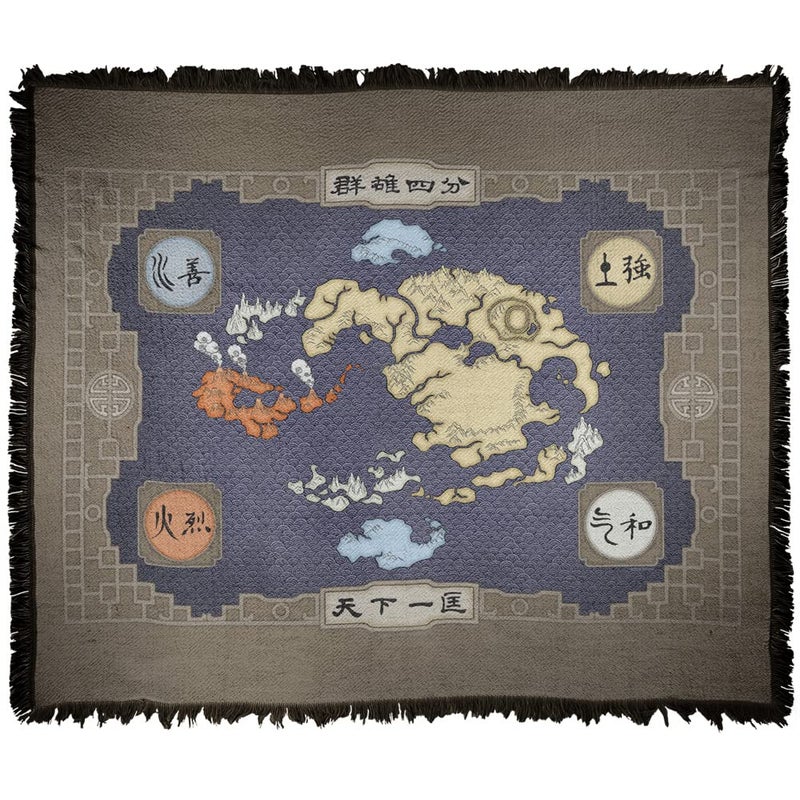 LOGOVISION Avatar The Last Airbender Blanket 50x60 Map Woven Tapestry Cotton Blend Fringed Throw Blanket
