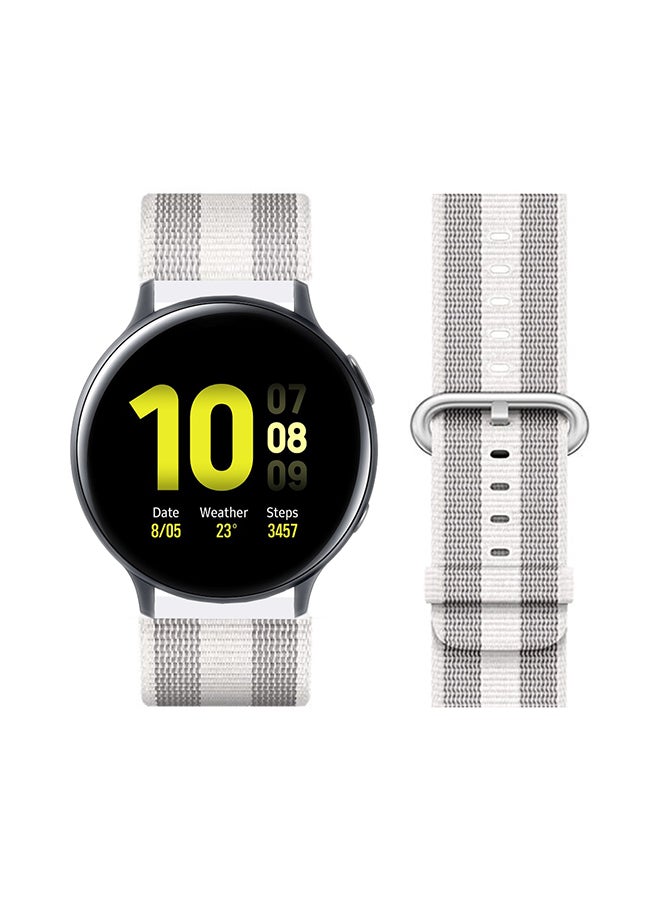Perfii Woven Replacement Band For Samsung Galaxy Active/Active2 White/Grey
