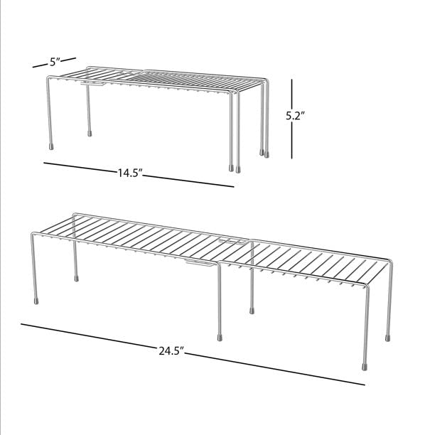12FOR COLLECTION Stainless Steel Dish Rack Expandable Storage Shelves for Kitchen Cabinets - Multipurpose Organizer Extends Up To 580 Mm With Anti-Rust Nano Coating - Image 5