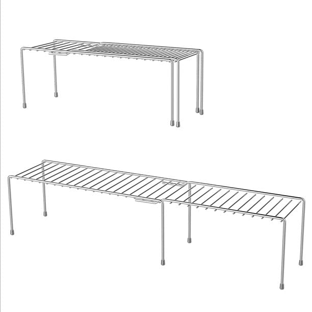 12FOR COLLECTION Stainless Steel Dish Rack Expandable Storage Shelves for Kitchen Cabinets - Multipurpose Organizer Extends Up To 580 Mm With Anti-Rust Nano Coating - Image 2