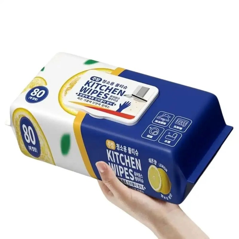 Extra Thick Kitchen Cleaning Wet Wipes With Lemon Scent Fragrance- 80pcs