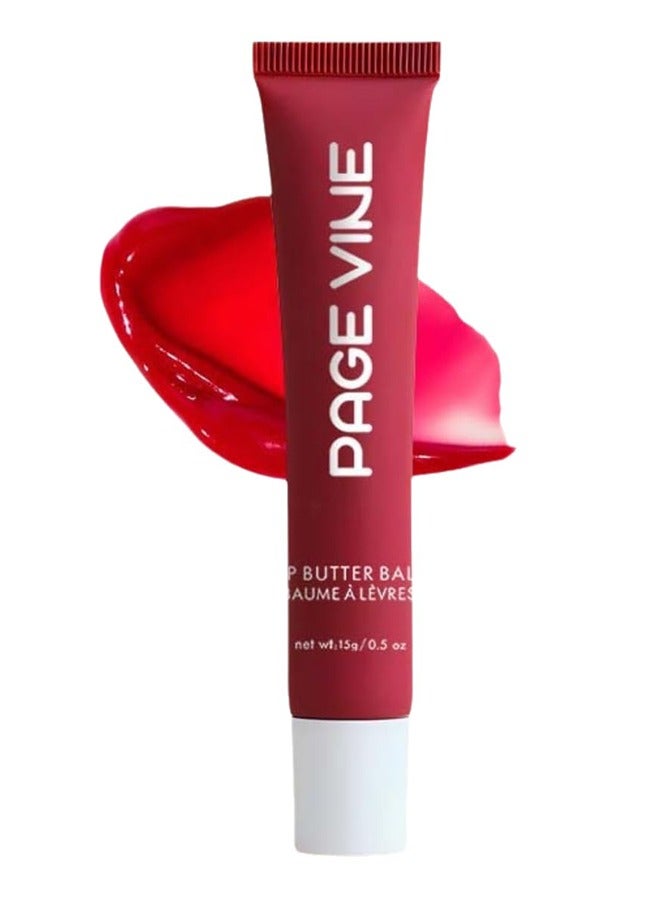 PAGE VINE Lip Butter Balm - Lip Conditioning Lip Mask and Lip Balm for Instant Moisture, Shine and Hydration - Sheer-Tinted, Soothing Lip Care #08 - Image 1