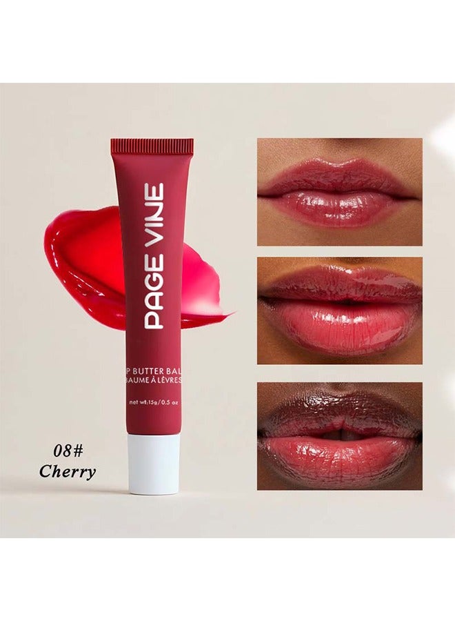 PAGE VINE Lip Butter Balm - Lip Conditioning Lip Mask and Lip Balm for Instant Moisture, Shine and Hydration - Sheer-Tinted, Soothing Lip Care #08 - Image 2