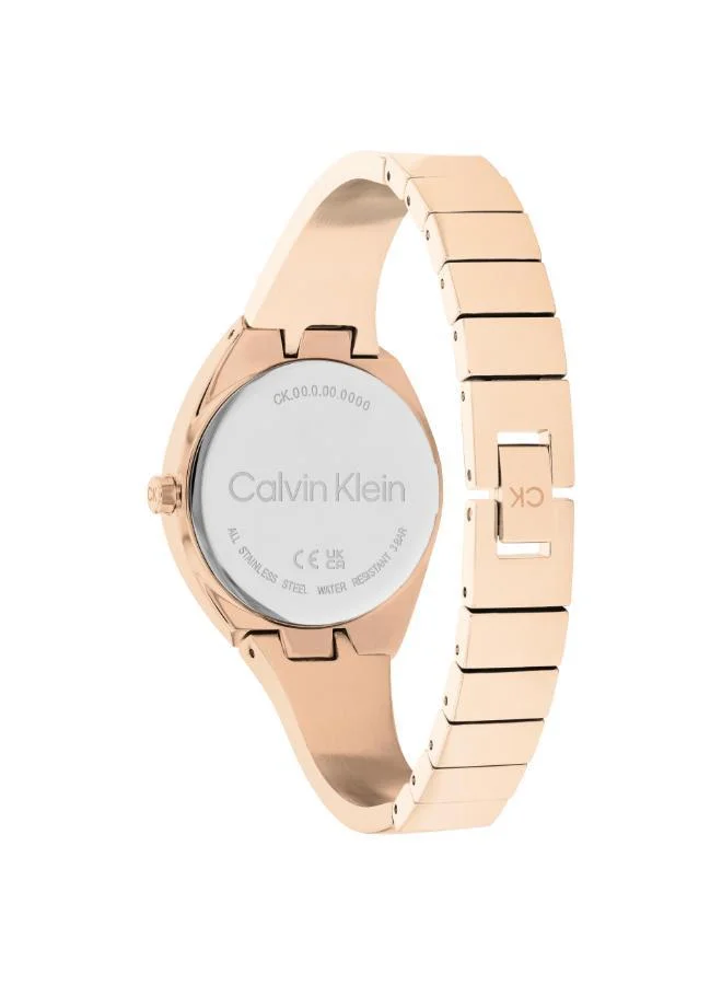 CALVIN KLEIN Calvin Klein Analogue Quartz Watch for Women CHARMING Collection with Carnation Gold Colored Stainless Steel Bracelet - 25200236