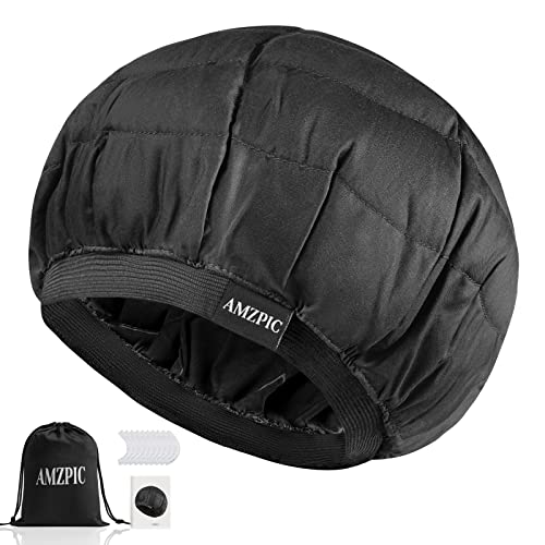Amzpic Cordless Deep Conditioning Heat Cap - Safe, Microwavable Heat Cap for Steaming, Heat Therapy for Hair, Flaxseed Seed Interior for Maximum Heat Retention (Black) - Image 1