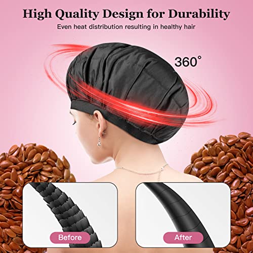 Amzpic Cordless Deep Conditioning Heat Cap - Safe, Microwavable Heat Cap for Steaming, Heat Therapy for Hair, Flaxseed Seed Interior for Maximum Heat Retention (Black) - Image 5