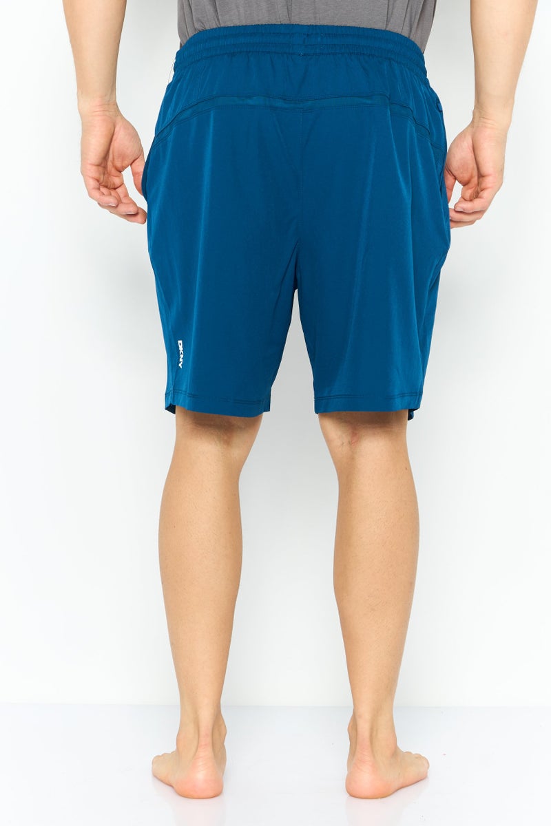 DKNY Men Plain Board Shorts, Teal Blue - Image 4