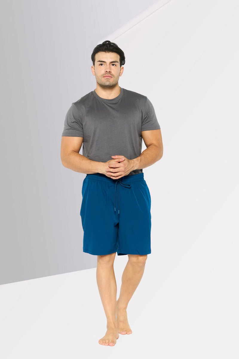 DKNY Men Plain Board Shorts, Teal Blue - Image 2