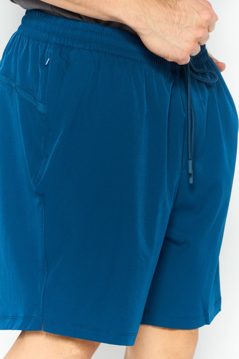 DKNY Men Plain Board Shorts, Teal Blue - Image 3