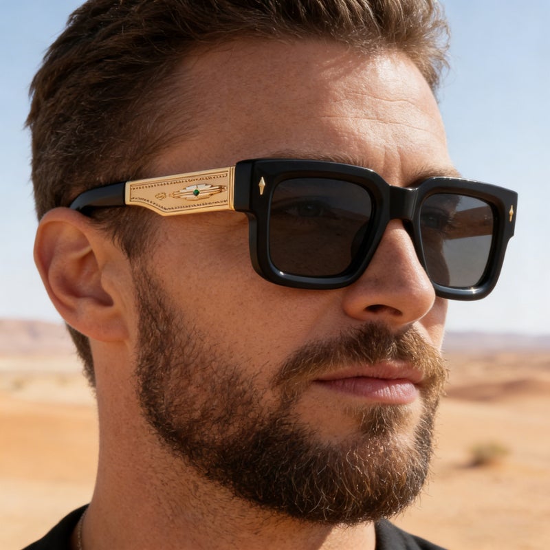 Men's Retro Square Sunglasses UV400 Outdoor Metal Frame - Image 1