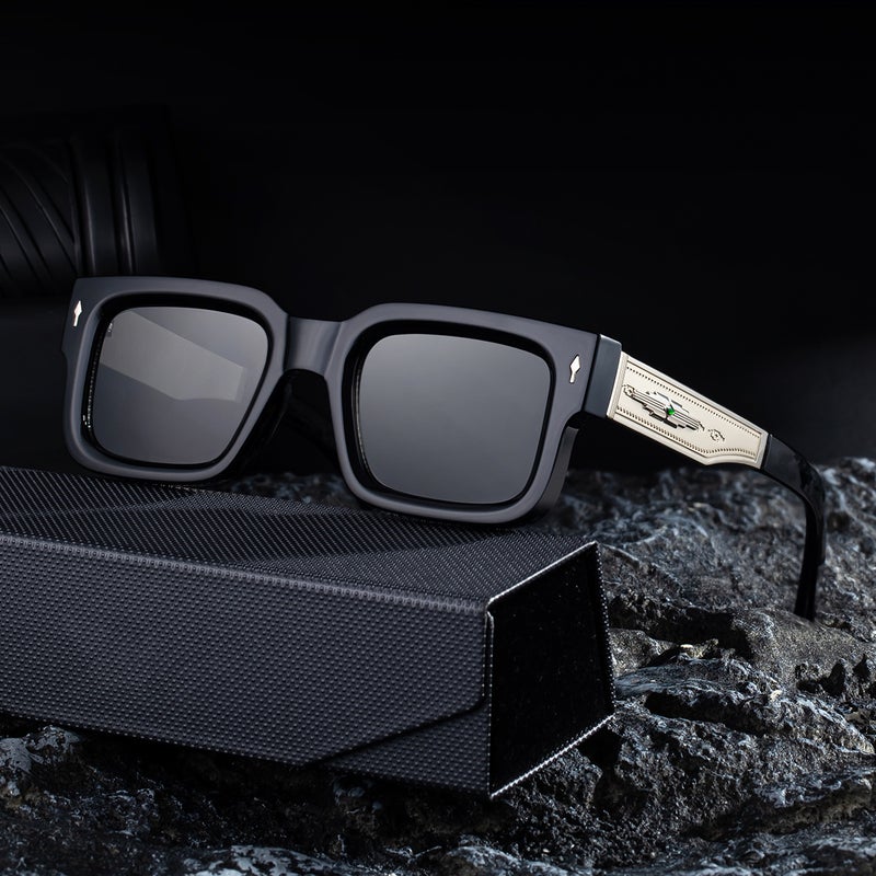 Men's Retro Square Sunglasses UV400 Outdoor Metal Frame - Image 3