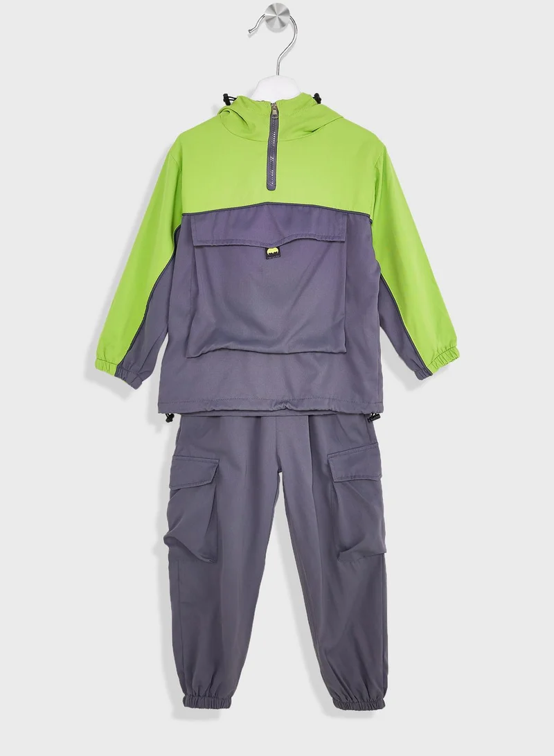 Pinata Boys Colorblock Zipper Hoodie And Cargo Pants Set