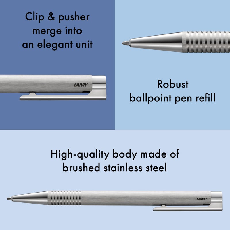 Lamy logo brushed - Ballpoint Pen in an elegant & robust stainless steel case - line width M - including large capacity refill M 16 in black - Image 4