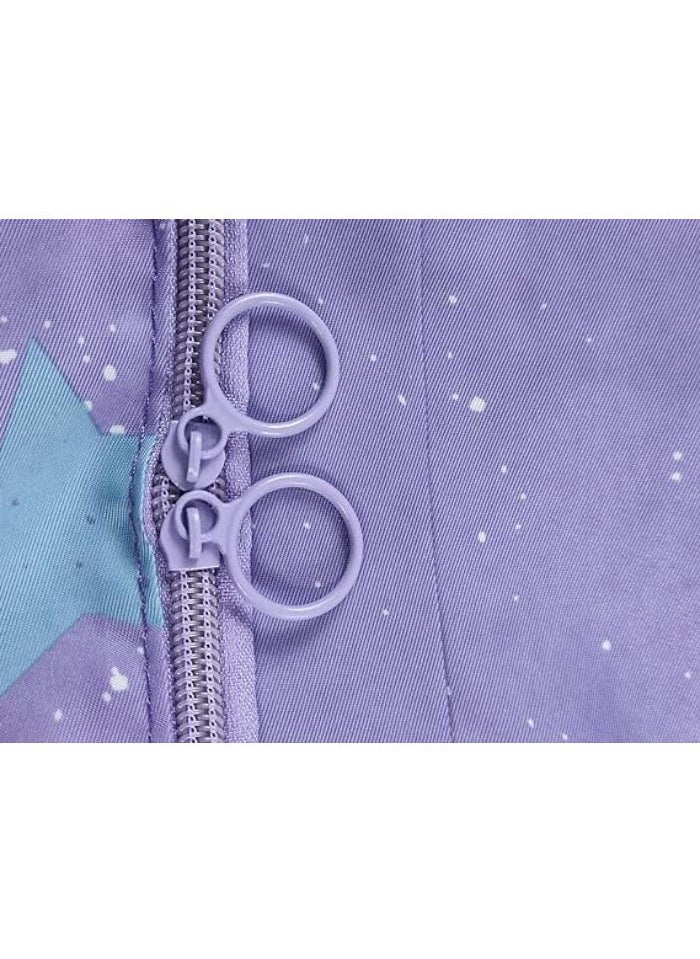 Generic Large Portable Waterproof Storage Bag with Zippers, Heavy Duty Thick Oxford Fabric Organizer Bag Perfect for Sleeping Bags, Comforters, Blankets and Festive Decorations (68x49x23cm) (Stars (Purple))  - Image 2