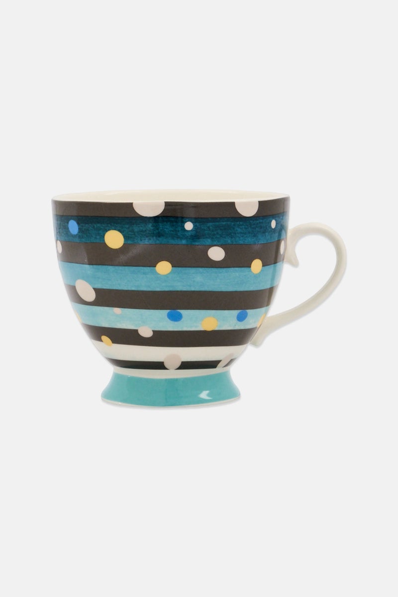 KitchenCraft Spot Stripe Footed China Mug 400ml, Multicolor - Image 1