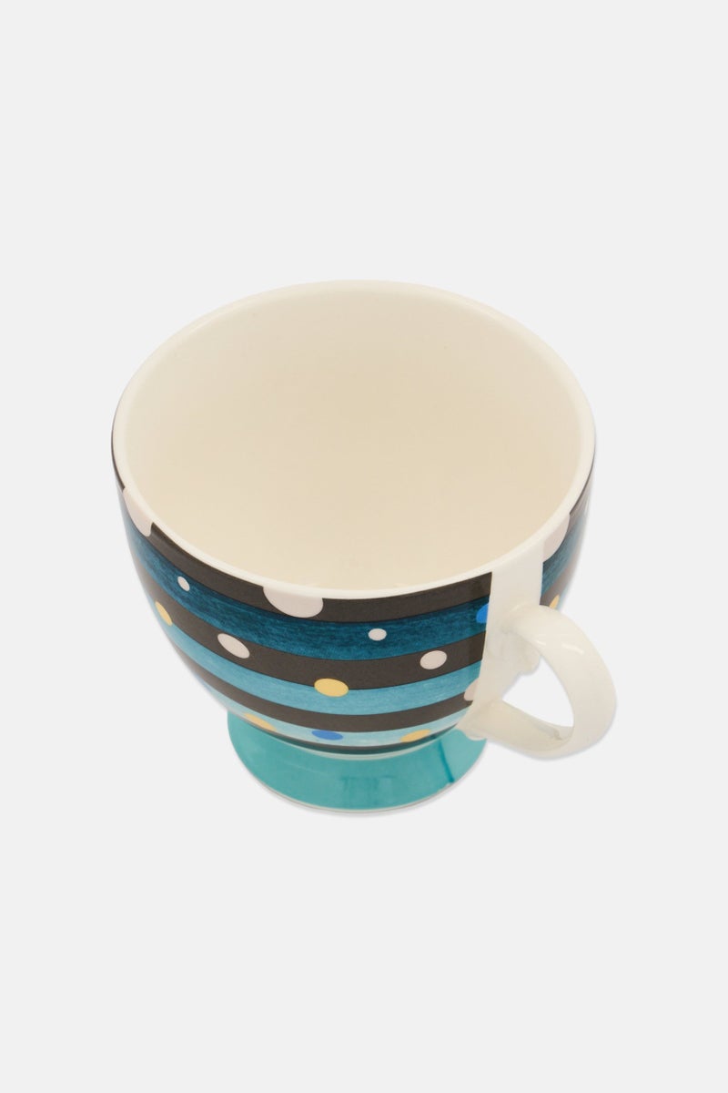 KitchenCraft Spot Stripe Footed China Mug 400ml, Multicolor - Image 3