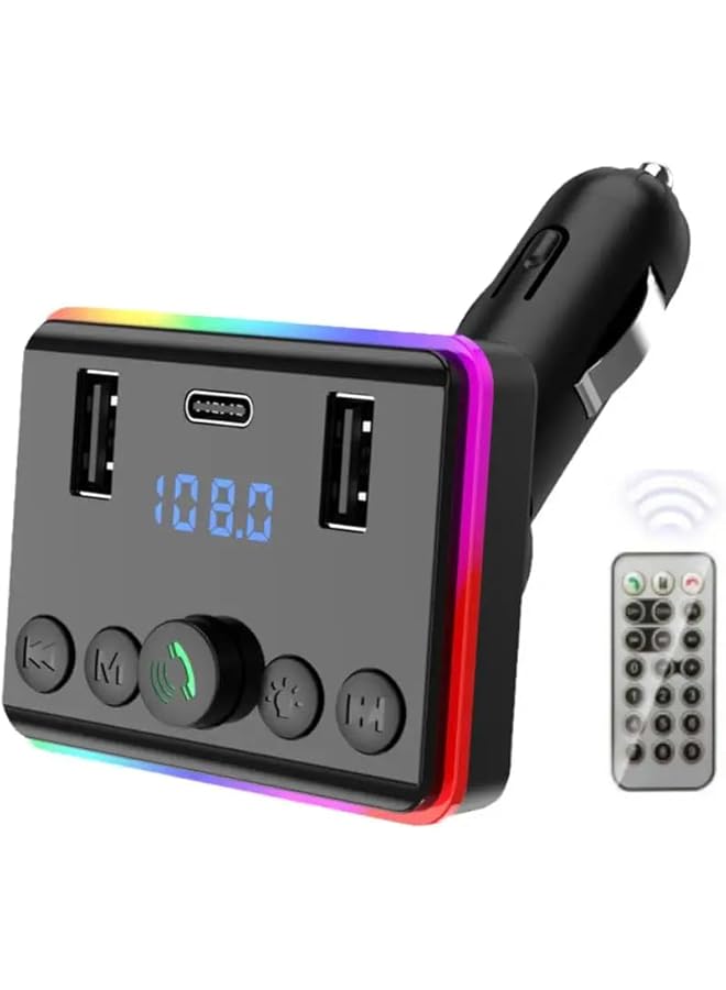 LDNIO Mp3 Player Car Bluetooth 5.0 Fm Transmitter Pd Type-C Dual Usb 3.1A Fast Charger Colorful Ambient Light Manual - Image 2