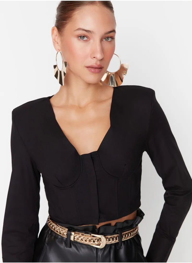 trendyol Pleated Crop Shirt