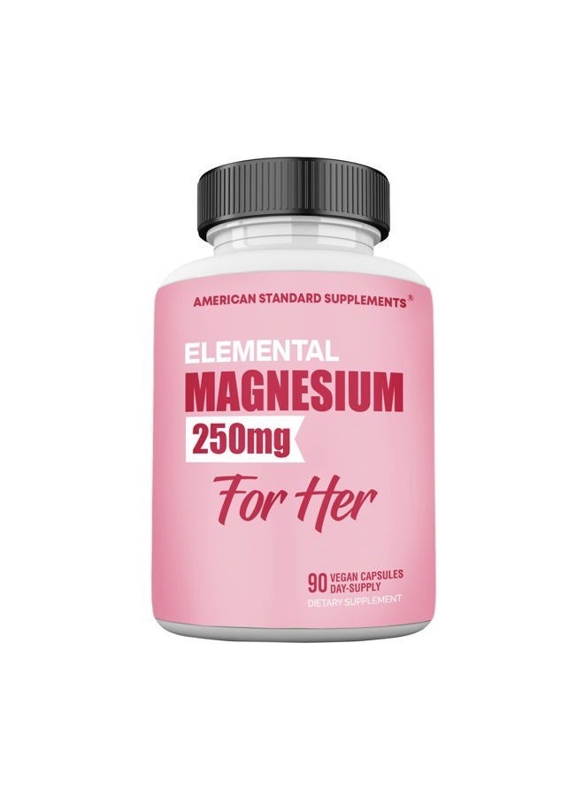 American Standard Supplements مغنيسيوم جليسينات للنساء، 250 ملغ عنصر لكل كبسولة، 90 يوم إمداد، مخلّب، مكمل، أقصى امتصاص مخلّب - Image 3