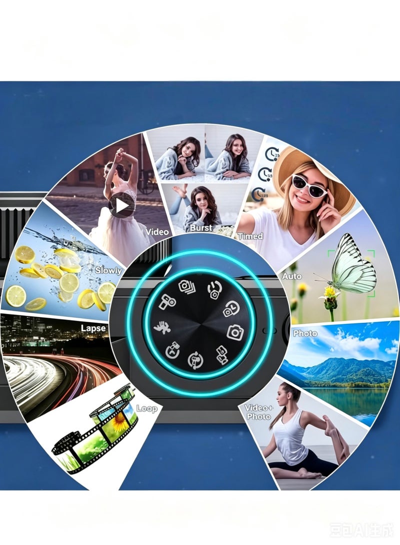 ZONBON 4K Digital Camera, 64MP Camera Digital 18X Digital Zoom, Cameras Digital with 64GB SD, Portable Camera with Webcam Function, Auto Focus Vedio Camera with 3in Flip Screen, Vlogging Camera for Travel, Digital camera as a gift - Image 5