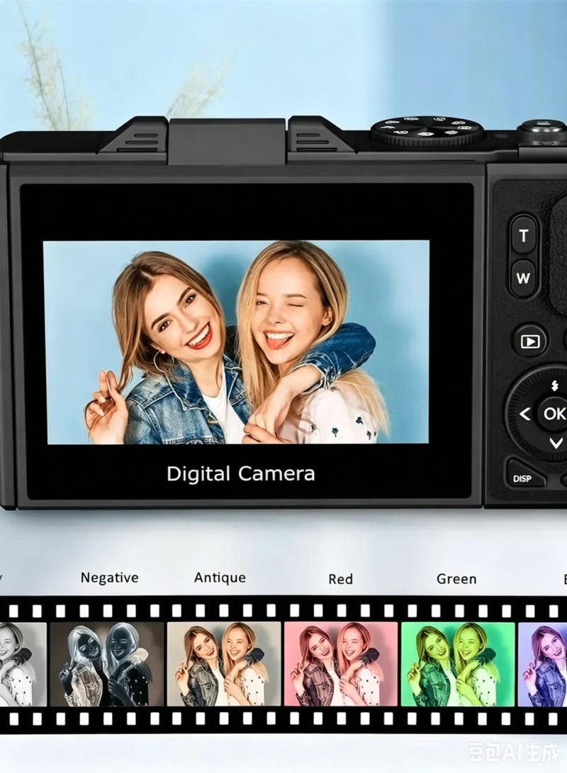 ZONBON 4K Digital Camera, 64MP Camera Digital 18X Digital Zoom, Cameras Digital with 64GB SD, Portable Camera with Webcam Function, Auto Focus Vedio Camera with 3in Flip Screen, Vlogging Camera for Travel, Digital camera as a gift - Image 4