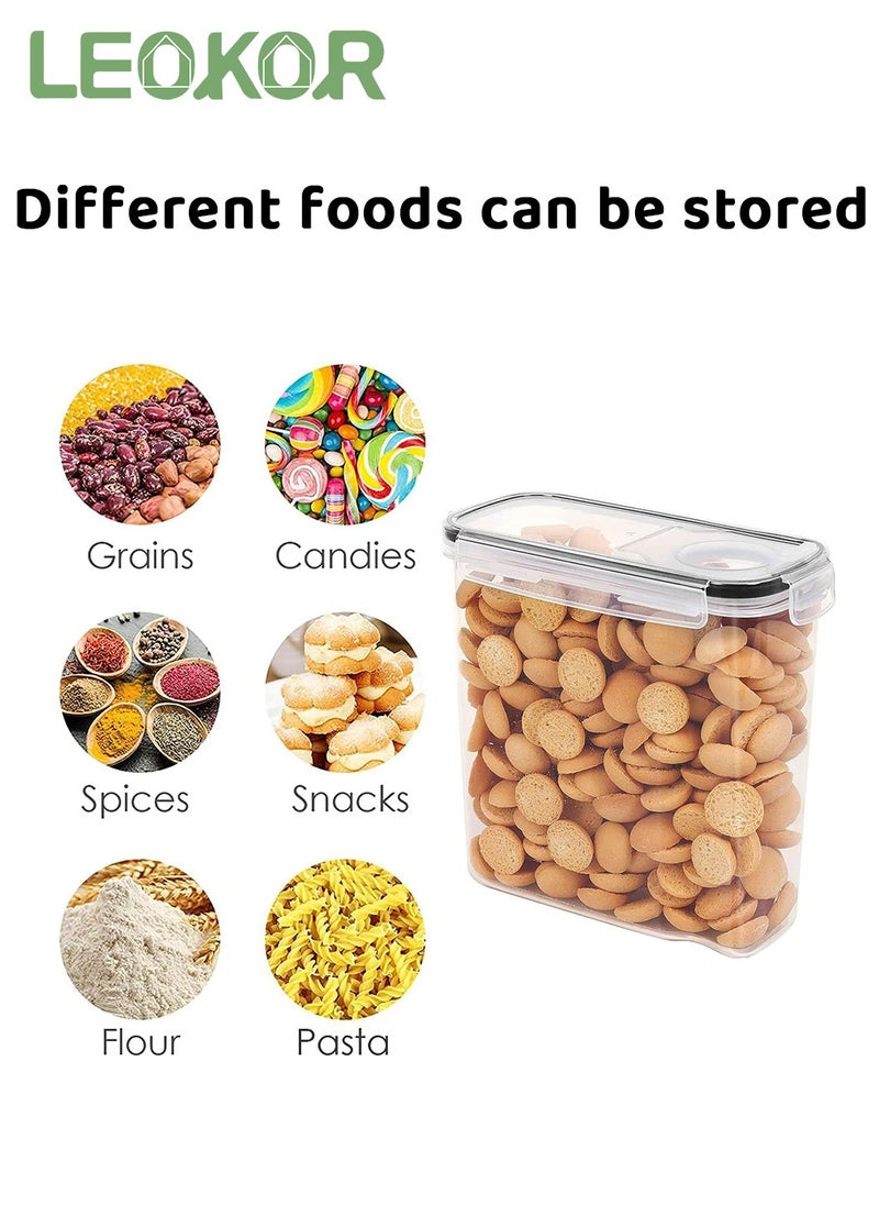 LEOKOR - 4 Pack Food Storage Containers, Cereal & Dry Food Stackable Boxes Containers for Kitchen Food, BPA-Free Airtight Plastic Kitchen Storage Organizer for Sugar, Snack, Baking Supplies（4L） - Image 1