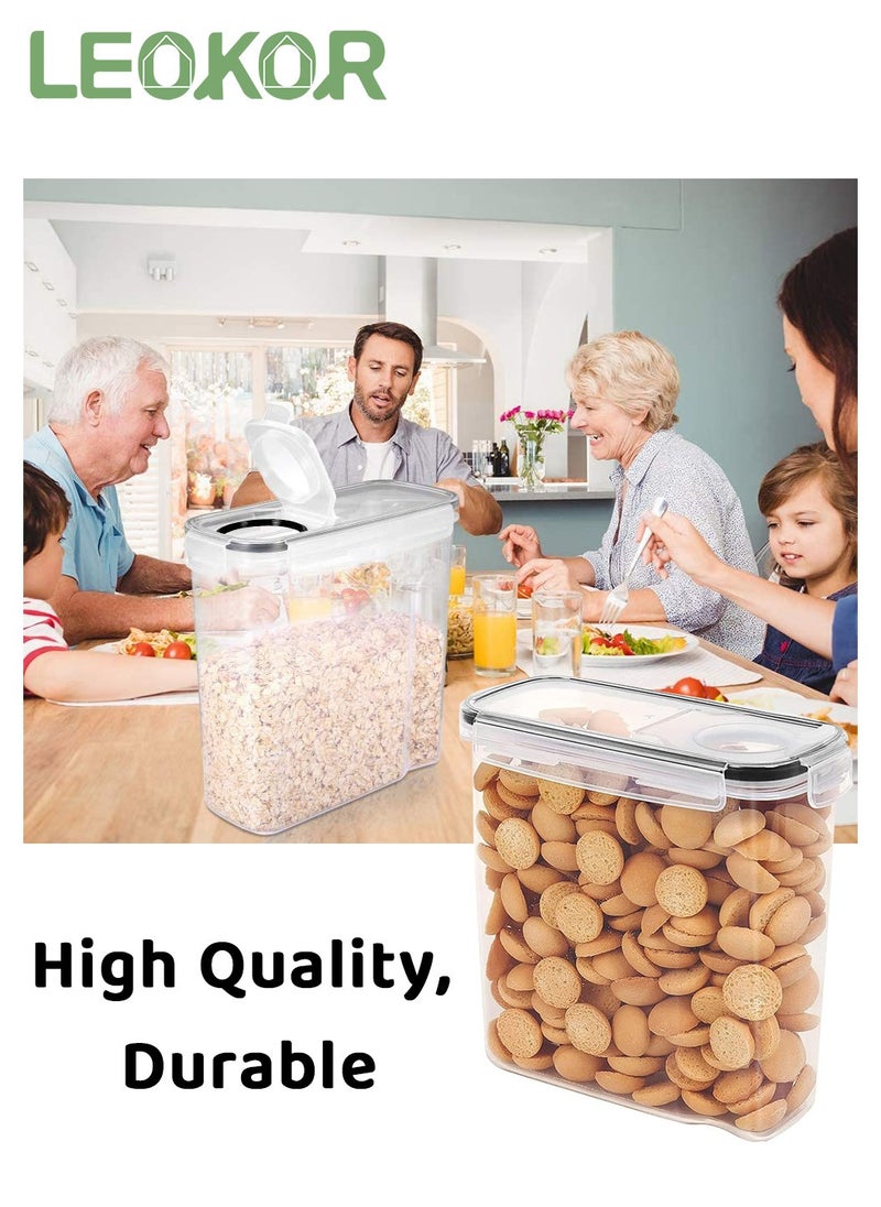 LEOKOR - 4 Pack Food Storage Containers, Cereal & Dry Food Stackable Boxes Containers for Kitchen Food, BPA-Free Airtight Plastic Kitchen Storage Organizer for Sugar, Snack, Baking Supplies（4L） - Image 1