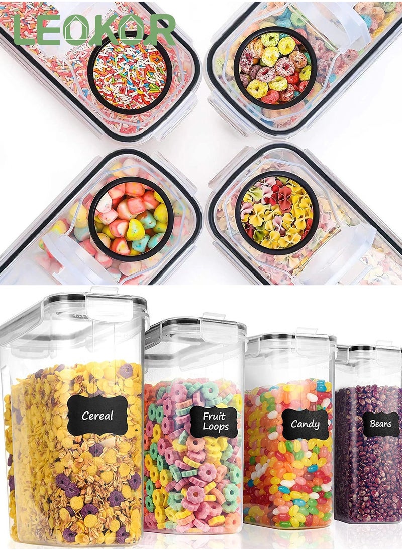 LEOKOR - 4 Pack Food Storage Containers, Cereal & Dry Food Stackable Boxes Containers for Kitchen Food, BPA-Free Airtight Plastic Kitchen Storage Organizer for Sugar, Snack, Baking Supplies（4L） - Image 1