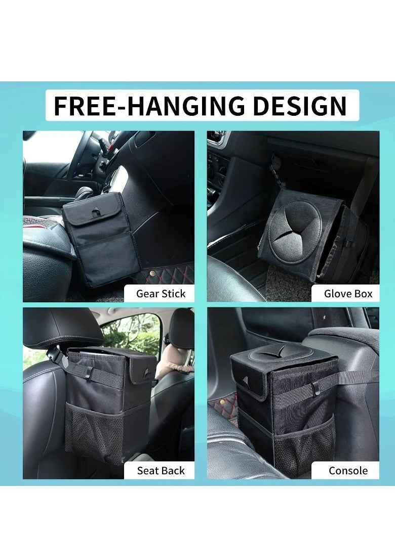 Car Trash Can with Lid,  Cars Trash Bin Container Leak-Proof Waterproof Portable Garbage Storage Bag Multifunctional Organizer Trash Can Bin