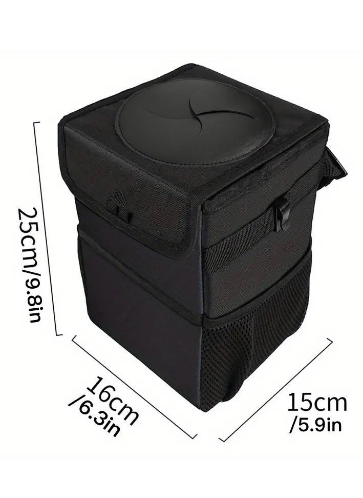 Car Trash Can with Lid,  Cars Trash Bin Container Leak-Proof Waterproof Portable Garbage Storage Bag Multifunctional Organizer Trash Can Bin
